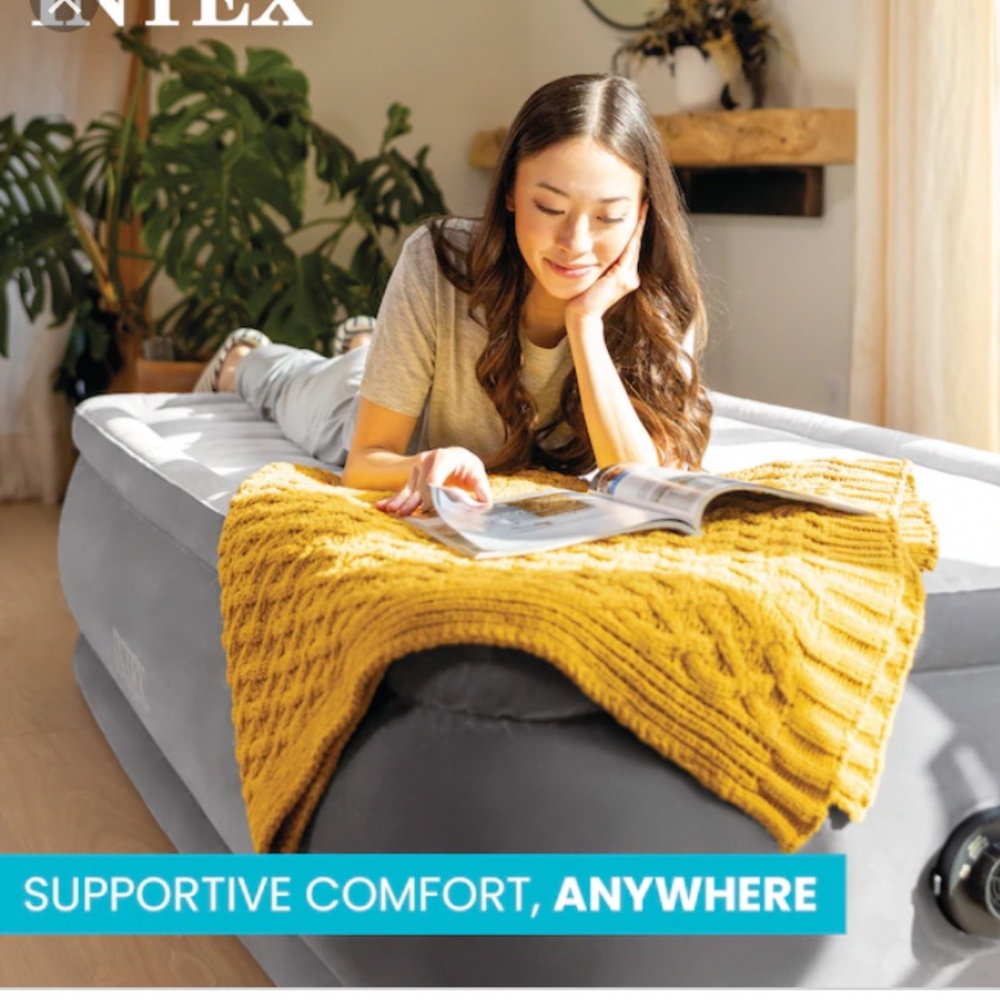 🪞 NEW intex dura beam raised pillow standard queen air bed with fiber tech - Picture 2 of 2